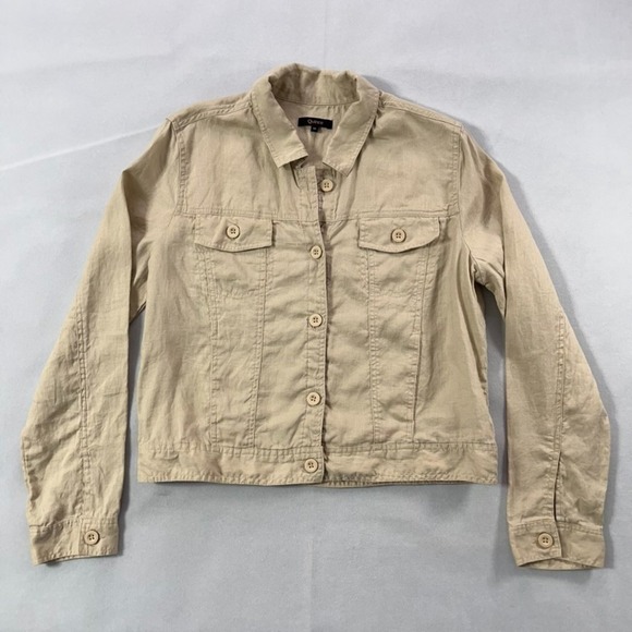 Quince European Linen Jacket Women Medium Driftwood Tan Lightweight Pockets - Picture 7 of 11